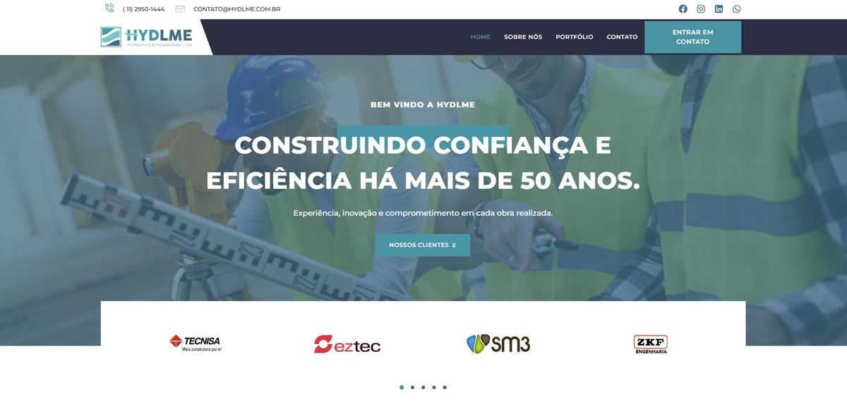 Home do site da Hydlme Engenharia