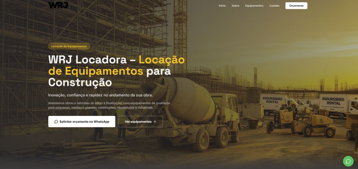 Home do site da WRJ Locadora